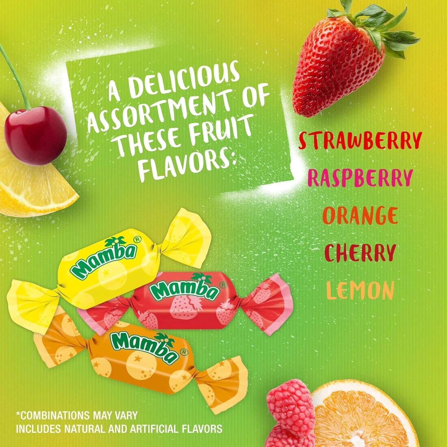 Mamba Fruit Chews Assorted, 5 Fruit Flavors Mix, Individually Wrapped, Bulk Nostalgia Retro Candy (4 Pounds)