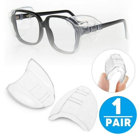 Protective Glass Frames Eye Protection - 1 Pair Clear Universal Flexible Protective Side Shields for Eye Glasses Safety Glasses