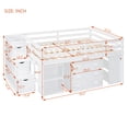 thumbnail image 3 of Full Size Low Loft Bed with Retractable Writing Desk and 3 Drawers, Wooden Loft Bed Frame with Storage Stairs and Shelves, for Kids Teens Boys Girls, Sturdy Slats Support, White, 3 of 9