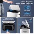 thumbnail image 2 of GAOMON 14.5 Gallon Automatic Touchless Stainless Steel Trash Can with Lid, Motion Sensor Garbage Bin Container with Handles, Trash Wastebasket for Kitchen, Bathroom, Bedroom and Outdoor,White, 2 of 7