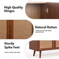 thumbnail image 4 of MDQMD Vintage Rattan Buffet Cabinet with 3 Doors & Adjustable Shelves,Walnut Console Table for Living Room,Sideboard for Dining Room, 4 of 9