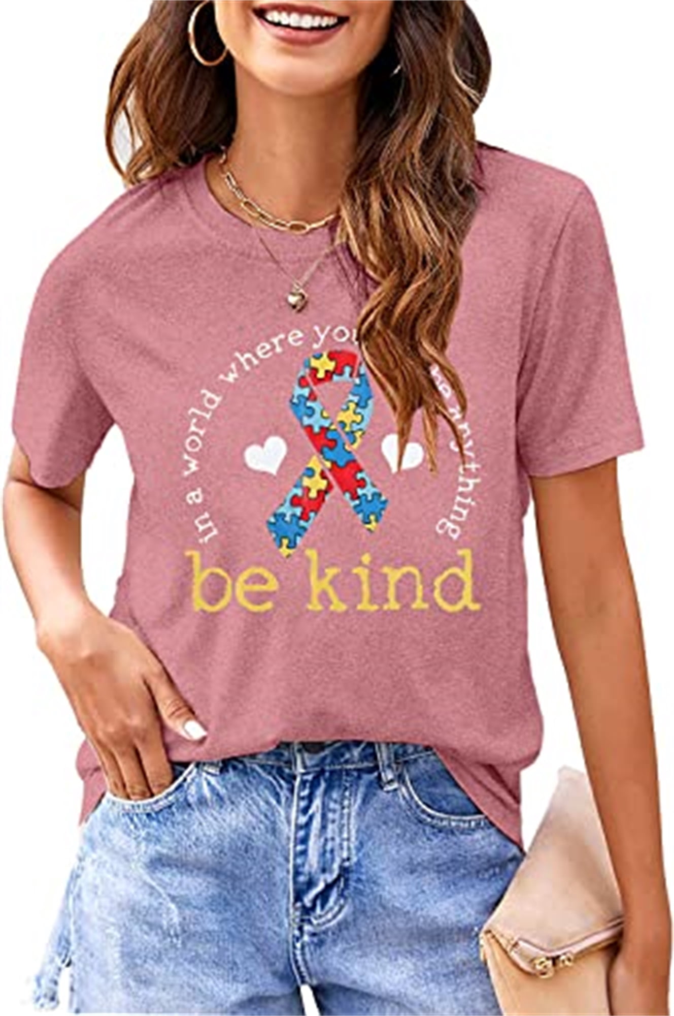 VILOVE Be Kind Shirt for Women Autism Awareness T Shirts Autism Puzzle ...