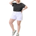 thumbnail image 2 of Unique Bargains Women's Plus Lace Panel Round Neck Short Sleeve Blouse, 2 of 6