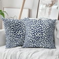 thumbnail image 4 of Navy Blue Leopard Print Pillow Covers 16x16 Inch Set of 2 Cheetah Animal Spots Decorative Throw Pillows For Couch Farmhouse Square Pillow Cases Home Decor For Living Room Sofa Bed Porch Outdoor, 4 of 6