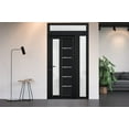thumbnail image 5 of Front Exterior Prehung FiberGlass Door Frosted Glass / Manux 8088 Matte Black / Side and Top Exterior Window / -W30+14" x H80+14"-Left-hand Inswing, 5 of 6