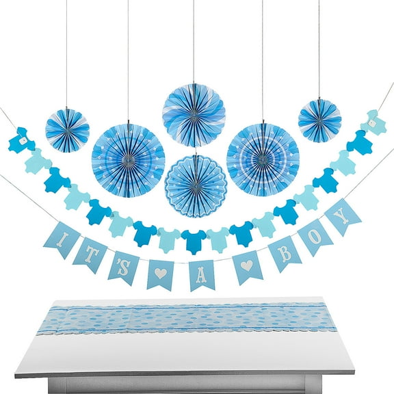 Fun Express Blue It’s a Boy Baby Shower Decorating Kit - 9 Pc.