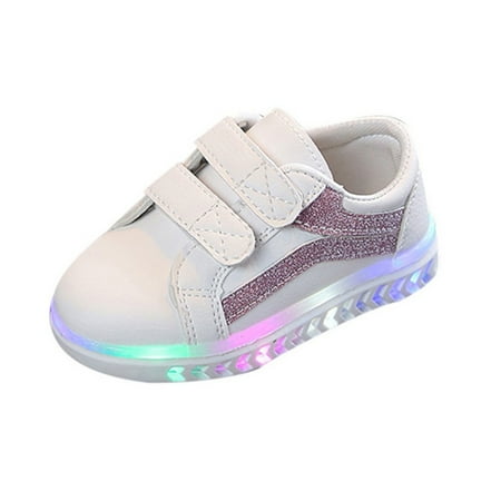 

Wesracia Toddler Shoes Children Kid Baby Girls Boys Striped Bling Flat Led Luminous Sport Sneaker Shoes
