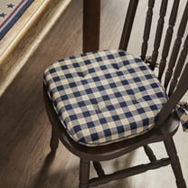 VHC Brands Chair Pad 16.5x18, Cotton Dining Room, Kitchen Chair Pads, Seat Cushion with Ties, Tucked, My Country Collection, Rectangle 16.5x18, Navy