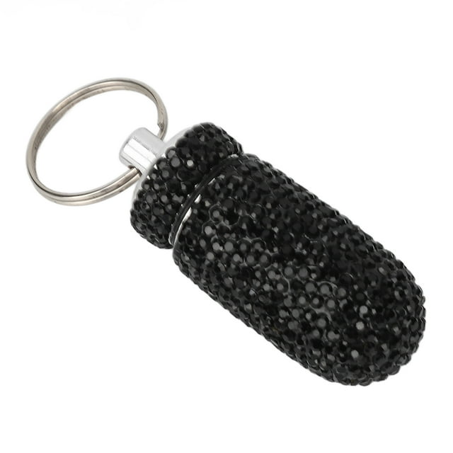 Contenedor de cápsulas de viaje, almacenamiento de cápsulas de aleación de aluminio, botella de medicina con diamantes de imitación, estuche para medicina con diamantes de imitación, integración perfecta