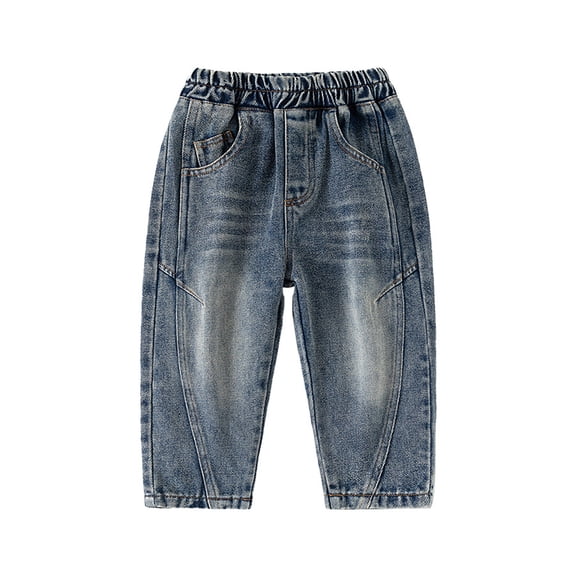 Versatile Boys Denim Pants with Relaxed Fit For Everyday Wear Washed Blue Casual Jeans Kids Easy Care Stitching Comfortable WaistBlue4-5 Years