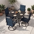 thumbnail image 6 of LOGYAT 5 Piece Outdoor Dining Set, 4 Swivel Rocking Mid Back Textilene Chairs, Black Square Metal Patio Table with Umbrella Hole, All Weather Outdoor Patio Furniture for Garden & Backyard, 6 of 7