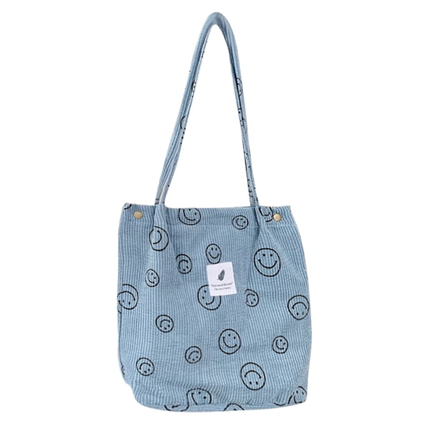 Bolso Mano Retro Estético Con Cara para Colegiala (azul Claro)