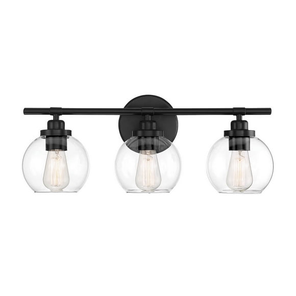 Savoy House 8-4050-3-SN Coiffeuse de Bain 3 Lumières Style Moderne du Milieu du Siècle avec Inspirations Modernes et Contemporaines-8.5 Pouces de Hauteur par 22.5 Pouces de Large, Finition Nickel Satiné avec Verre Clair