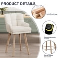 thumbnail image 5 of MultiHaven 26.2-Inch Bar Stools Set of 1,Swivel Counter Height Bar Stool with Plaid Back & Armrests,Solid Wood Legs Fabric Kitchen Chairs for Bar,Cafe - Beige, 5 of 8