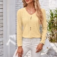 thumbnail image 5 of HLKJKLS Long Sleeve Shirts For Women V Neck Long Sleeve Loose Button Top Polyester Spandex Casual Yellow S-Xxl, 5 of 8