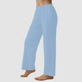 thumbnail image 4 of Mepaouo Women's Wide Leg Striped Pants Casual Drawstring Elastic Low Rise Pajama Pants(Blue,2XL), 4 of 7