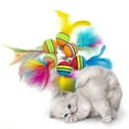 thumbnail image 2 of Funny Pet Cat Teaser Stick Colorful Stripes Feathers Ball Replacement Head Accessories With Bell, 2 of 8