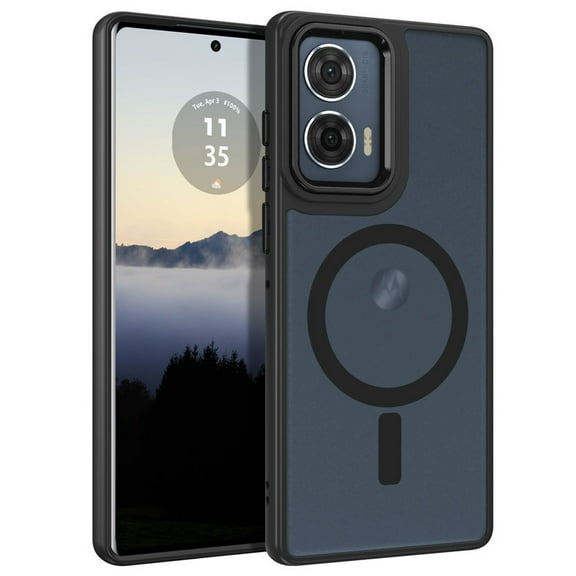 GUAGUA for Moto Edge 50 Fusion Case, Compatible with Magsafe, Drop Protection, Skin-Feel Translucent Magnetic Matte Phone Case for Moto Edge 50 Fusion Black