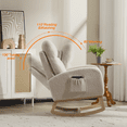 thumbnail image 3 of Rocking Chair Nursery with 26'' High Backrest, Teddy Upholstered Glider Rocker with Side Pocket, Accent Armchair with Solid Wood Legs for Living Room, Beige, 3 of 7
