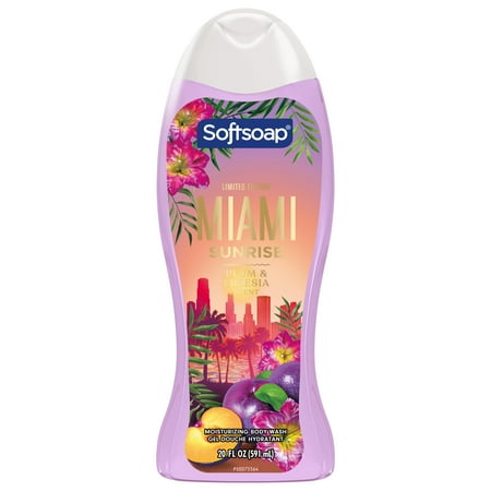 Softsoap Limited Edition Miami Sunrise Moisturizing Body Wash, Dermatologically Tested, Ph Balanced, Plum And Freesia Scent, 20 Fl Oz Bottle