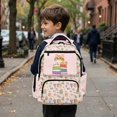 thumbnail image 5 of FKELYI Cartoon Cat Pink Print 17 Inch Schoolbag Spacious Kids Backpack with Multi-Pockets Primary School Bookbag Travel Backpacks for Elementary Student Girls Rucksack, 5 of 7