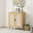 thumbnail image 1 of Modern Rattan Sideboard Buffet Cabinet Set of 1, Sturdy Wood Legs, Entryway Storage, Accent Wooden Console Table for Living Room, Hallway, or Kitchen, Space-Saving, 1 of 6