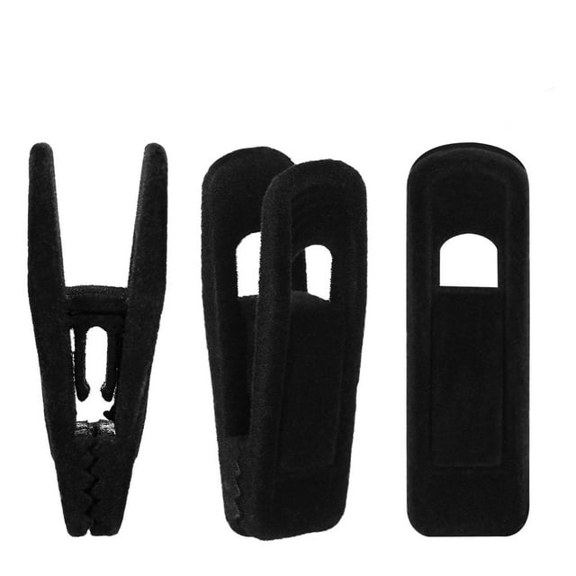 Clips Para Perchas De Terciopelo Tinfol, Paquete De 24 Clips Negros Para Perchas Para Pantalones, Clips Flocados Para Dedos Fuertes, Perfectos Para Usar Con Perchas De Terciopelo Delgadas Para Ropa