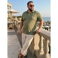 thumbnail image 5 of DARING DIVA Men's Big Tall Leaf Printed Short Sleeve Casual Polo Shirts 4XL Olive Green, 5 of 7