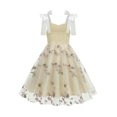 thumbnail image 6 of Girls Tulle Princess Dresses Trendy Embroidery Flower Lace Bow Spaghetti Gown for Pageant Wedding Birthday Party Graduation Dance Prom Beige 10-11 Years, 6 of 6