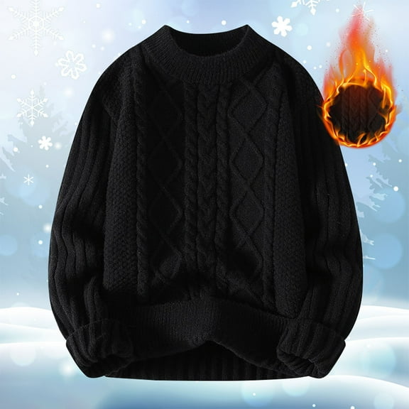 Baqcunre Womens Sweaters Womens Knit Sweater Solid Vintage Pullover Sweater Woven Crewneck Knitted Tops Stripe Cable Knit Fall Winter Crewneck Sweatshirts Plus Size Tops Black L