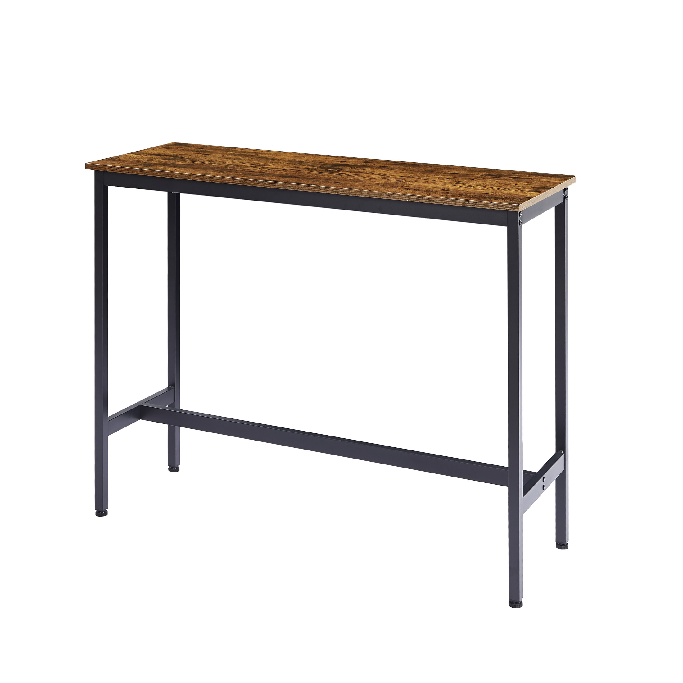 Noble House Industrial 3-Piece Bar Set, Space-Saving Dining Table with 2 PU Upholstered Stools & Backrests, Rustic Brown