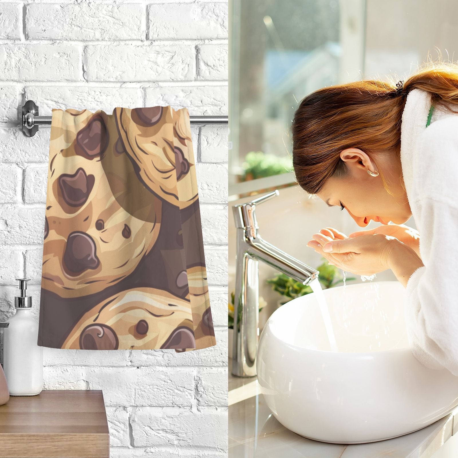 Chocolate Chip Cookies Hand Towels Cotton Bath Towels Large Face Towels Absorbent for Bathroom 2 Packs