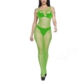 thumbnail image 6 of Elainilye Fashion Womens Bodysuit High Elasticity Hollow Iron Diamond Mesh Wrap Hip Dress Underwear,Green, 6 of 8