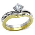 thumbnail image 1 of Bague Bicolore en Acier Inoxydable IP Doré avec Grade AAA CZ en Clair - Taille 6, 1 of 1