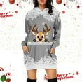 thumbnail image 2 of Women's Christmas Printed Long Sleeve Hooded Sweatshirt Dress Casual Pullover Hoodie with Pocket Comfortable Holiday Outfit, 2 of 2
