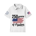 thumbnail image 6 of CCRFTGI 4th of July Pique Polo Shirts for Boys Girls Patriotic 250 Anniversary USA Flag Quick Dry School Uniform Shirts for Kids Summer Lapel Collar T Shirt Short Sleeve Shirt White 5-6 Years, 6 of 7