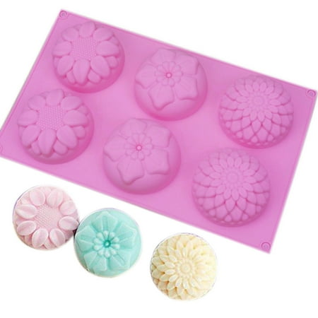

Journey 6 Cavity Flower Shaped Silicone DIY Handmade Soap Mold Sugar Chocolate Bakeware Baking Tool(Pink)