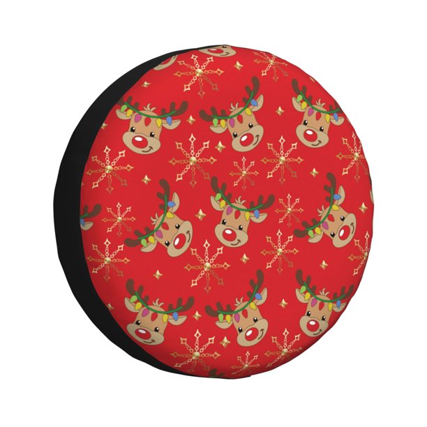 Balery Christmas With Cute Deer Cubiertas para Neumáticos - Protector Resistente para Neumáticos de Camioneta, SUV, Remolque, Camper y RV-17 inch