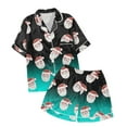 thumbnail image 5 of WILLBEST Fall Clothes Women Women's Christmas Tree Printed Silk Satin Short Sleeve Button Sleepwear Set Women Stretch Jeans, 5 of 5