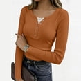 thumbnail image 2 of SHTXOZHI Ribbed Long Sleeve Tops for Women Lace Trim Fitted Dressy Shirts Solid Color Casual Work Base Layer, 2 of 9