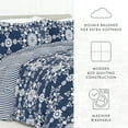 thumbnail image 5 of Noble Linens 3-Piece Navy Daisy Medallion Reversible Print Comforter Set, King/CalKing, 5 of 9
