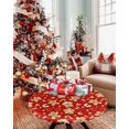 thumbnail image 2 of Fitted Tablecloth for Round, Cartoon Christmas Gingerbread Man on Red Table Cover with Elastic Edge Waterproof Table Cloth, Winter Xmas Candy Circle Covers for Kitchen Indoor Outdoor Picnic Party, 2 of 6