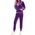 thumbnail image 2 of Cenuakty Women 2 Piece Tracksuits Solid Color Zipper Hoodie Sweatshirt and Sweatpants for Activewear Fall Workout Outfits Set, 2 of 6