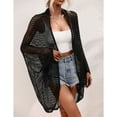 thumbnail image 2 of SWSMCLT Women's Sheer Long Sleeve Cover Sun Protection Swimwear Cover Up Cape Up Beach Spring Crochet Sexy Black Small, 2 of 4