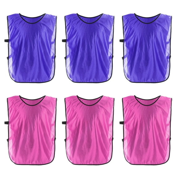 Uxcell Soccer Pinnies Training Vest 22 x 14 Inch Team Practice Pinnies Jersey Pink/Purple 6 Pack
