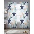 thumbnail image 2 of Summer Marine Life Sheer Curtains 2 Panels Set Ocean Starfish Seahorse Graffiti Shell Seaweed Sheer Window Curtains Light Filtering Rod Pocket Voile Drapes for Bedroom Living Room 52"X96", 2 of 9
