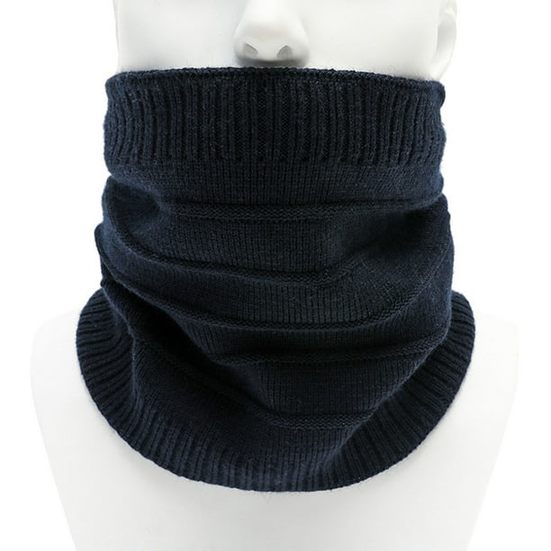 Bufanda de invierno cálida y protectora para ambos sexos, cuello alto, hilo grueso, color liso y cubrecuello, bufanda de poliéster para mujer.
