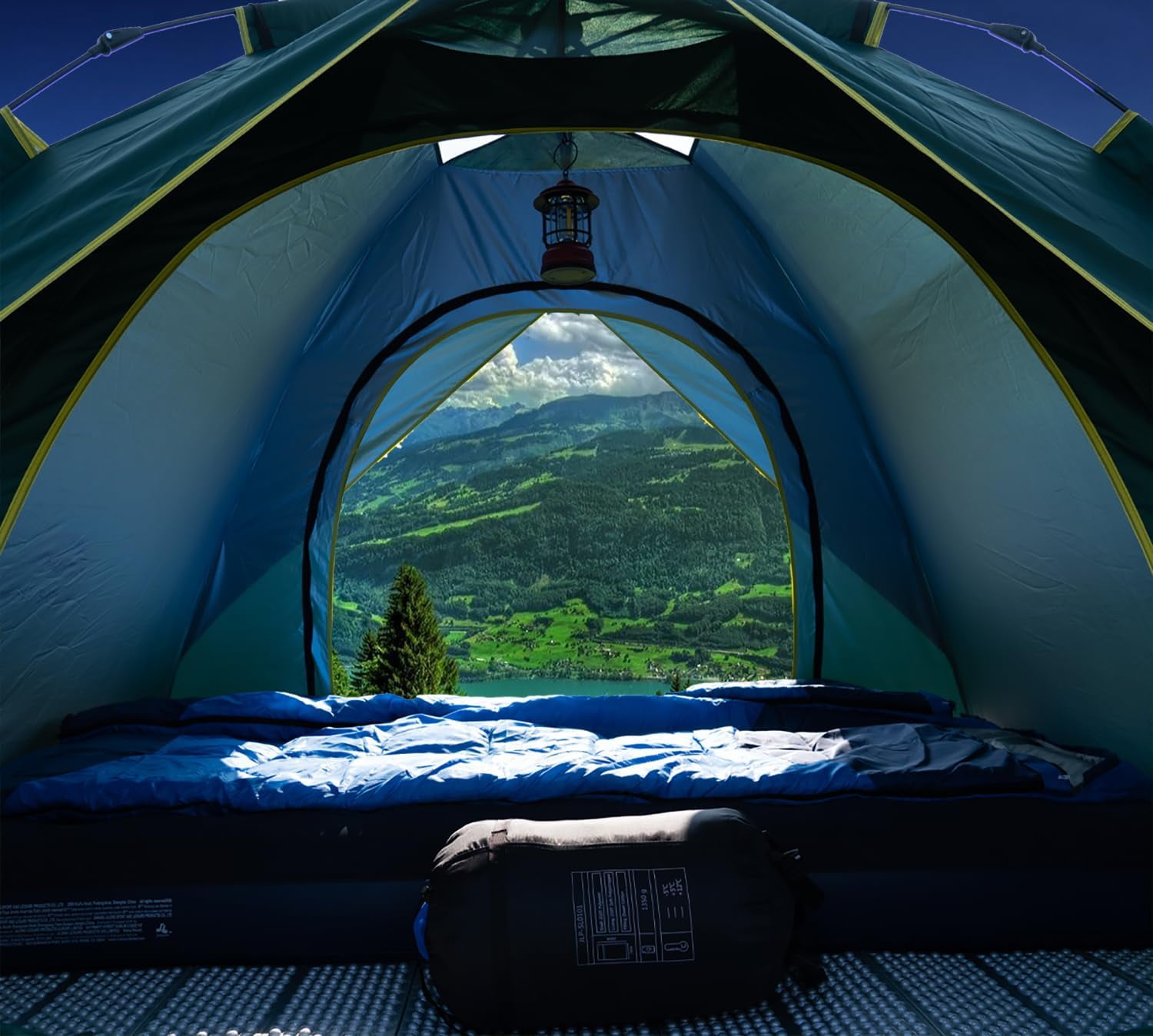 HOUFIY 4-Person Camping Tent, Easy Pop-Up Waterproof Dome for Hiking and Traveling