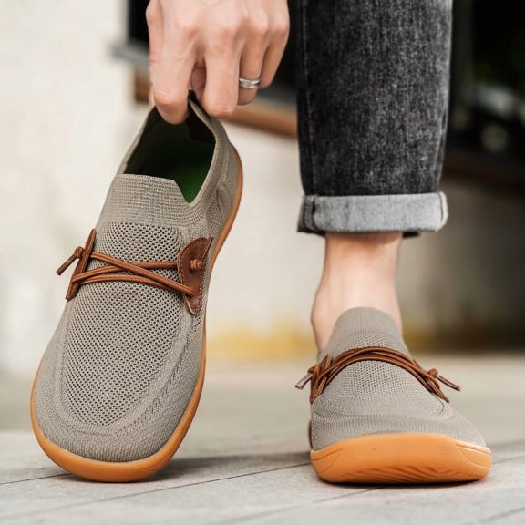 PLERISE Men's Lightweight Breathable Sneakers, Wide Toe, Slip-On Casual Outdoor Shoes, Durable Rubber Sole for Hiking, Camping, and Everyday Wear