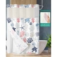 thumbnail image 2 of No Hook Shower Curtain with Snap in Liner, Summer Blue Ocean Sea Turtle Red Coral Sea Hotel Shower Curtains for Bathroom, Washable Shower Curtain Liner Set with Mesh Top Window, 72"x72", 2 of 6